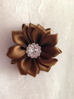 Satin Ribbon Flower with Rhinestone 3.8cm