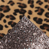 Animal Print Faux Fur with Brown Chunky Glitter Double Sided Sheet