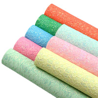 Lace Pastels Glitter Faux Leather Pack of 8 Sheets