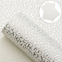 Foil Swirl on White Faux Leather Sheet