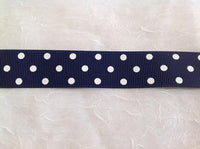 Spots Navy / White 7/8" Ribbon