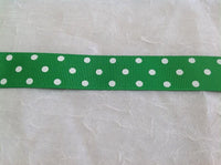 Spots Emerald / White 7/8" Ribbon