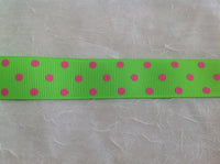 Spots Acid Green / Hot Pink 7/8" Ribbon