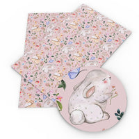 Easter Rabbit Spring Flowers Faux Leather Sheet