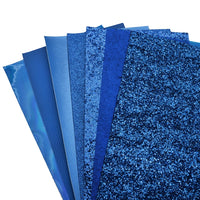 Blue Mixed Faux Leather Full Sheet Pack of 7