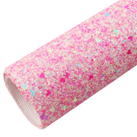 Chunky Pink with Hearts Faux Leather Sheet