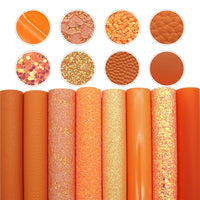 Orange Mixed Faux Leather Full Sheet Pack of 8