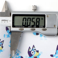 Dog on White with Blue Fine Glitter Double Sided Faux Leather Sheet