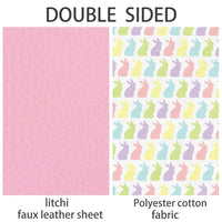 Easter Pastel Rabbits on White with Light Pink Litchi Double Sided Sheet