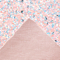 Pink Pearl Textured with Pink Blue Sequin Glitter Double Sided Faux Leather Sheet