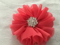 Chiffon Flower with Rhinestone 6cm