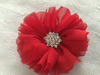 Chiffon Flower with Rhinestone 6cm