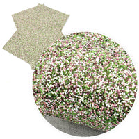 Chunky Glitter Pink and Green Combo  Faux Leather Sheet