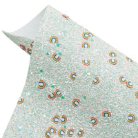 Chunky Glitter with Rainbow Clay Embellishment Faux Leather Sheet