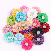 Satin Ribbon Flower with Rhinestone 3.8cm