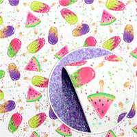 Ice Creams with Purple Fine Glitter Double Sided Faux Leather Sheet