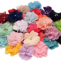 Chiffon Flower with Pearl/Rhinestone 5cm