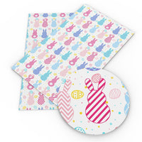 Easter Rabbit Pastel Pattern with Pastel Eggs Faux Leather Sheet