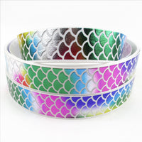 Rainbow Scales on White 1" Ribbon