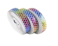 Mermaid Scale Foil Rainbow on White 5/8" FOE (5 Yards)