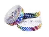 Mermaid Scale Foil Rainbow on White 5/8" FOE (5 Yards)