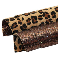 Animal Print Faux Fur with Brown Chunky Glitter Double Sided Sheet