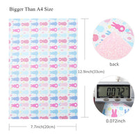 Easter Rabbit Pastel Pattern with Pastel Eggs with Pink Fine Glitter Double Sided Sheet Faux Leather Sheet