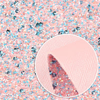 Pink Pearl Textured with Pink Blue Sequin Glitter Double Sided Faux Leather Sheet
