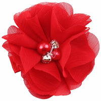 Chiffon Flower with Pearl/Rhinestone 5cm