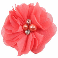 Chiffon Flower with Pearl/Rhinestone 5cm