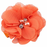 Chiffon Flower with Pearl/Rhinestone 5cm