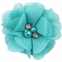 Chiffon Flower with Pearl/Rhinestone 5cm