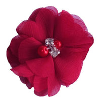 Chiffon Flower with Pearl/Rhinestone 5cm