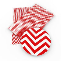 Chevron Red & White Faux Leather Sheet