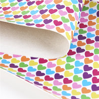 Rainbow Hearts Faux Leather Sheet