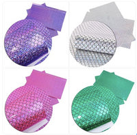 Mermaid Scale Iridescent Glitter Faux Leather Sheet