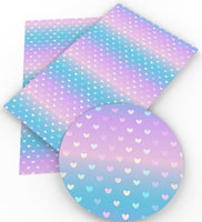 Ombre Pink Blue with Hearts Faux Leather Sheet