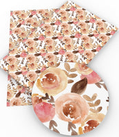 Floral Autumn Flowers Faux Leather Sheet