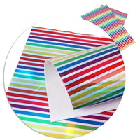 Rainbow Stripe Laser Faux Leather Sheet
