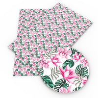 Floral Tropical Flowers Faux Leather Sheet