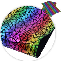 Rainbow Laser Crackle on Black Fabric Sheet