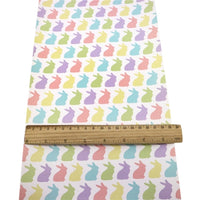 Easter Pastel Rabbits on White Faux Leather Sheet