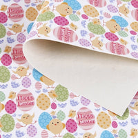 Easter Eggs/Chicks Happy Easter Faux Leather Sheet