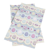 Easter Fancy Eggs on Blue Faux Leather Sheet