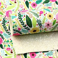 Floral Spring Arrangement with Silver White Chunky Glitter Double Sided Sheet