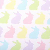 Easter Pastel Rabbits on White with Light Blue Fine Glitter Double Sided Sheet