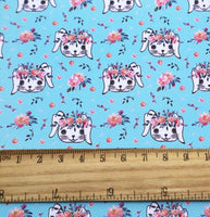 Easter Bunny Face on Blue Faux Leather Sheet