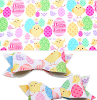 Easter Eggs/Chicks Happy Easter Faux Leather Sheet