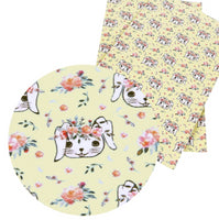 Easter Bunny Face on Lemon Faux Leather Sheet