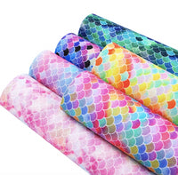 Mermaid Scales Fine Glitter Faux Leather Full Sheet Pack of 6